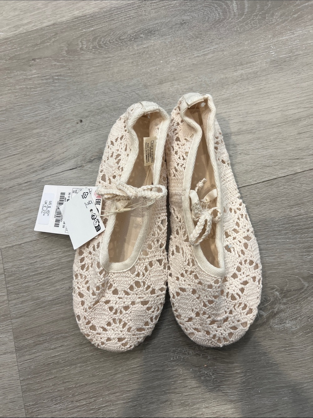 Zara Crochet Ballet Flats - Cream